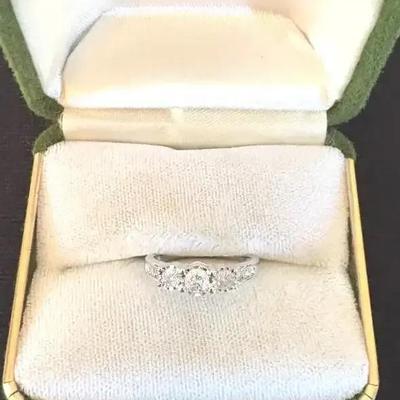 10k Gold Three Stone Diamond Ring