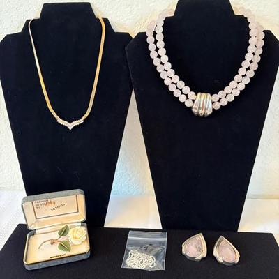 Sterling Necklaces and Pretty Brooch 