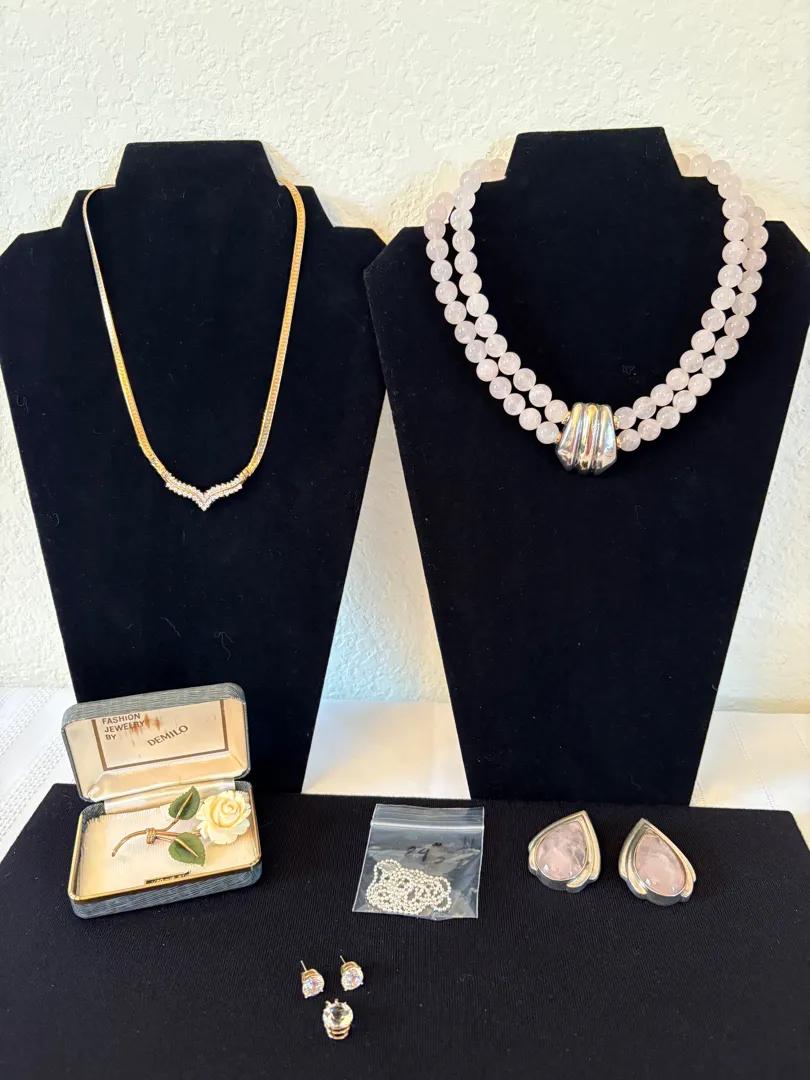 Sterling Necklaces and Pretty Brooch 