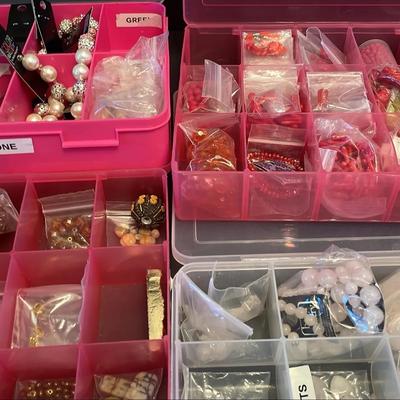 4 Bins Of Jewelry Making Beads And Baubles