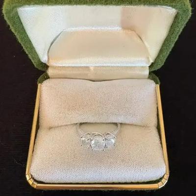 14k Gold Diamond Three Stone Ring 