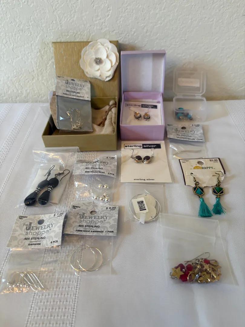 .925 Sterling Earrings and Bracelet  w/ Costume Earrings