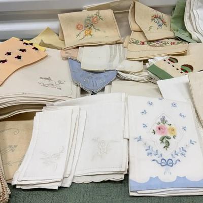 Vintage Linen Napkins & Tray
