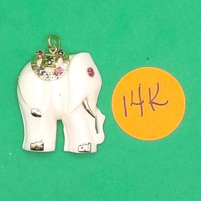 14k Elephant Necklace Slide 