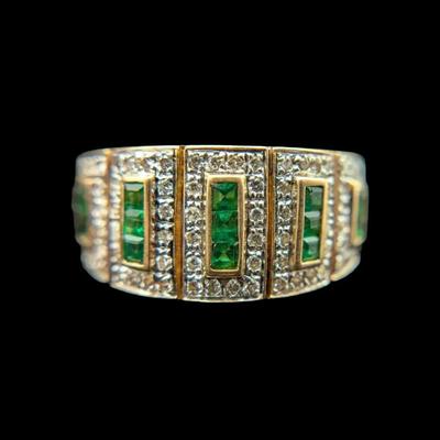 14K Yellow Gold Emerald & Diamond Ring, NAGL #1230576