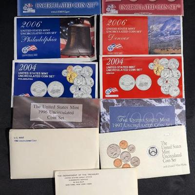 P&D US Mint Sets, 1972, 1980, 1992, 1996, 1997, 2000, 2004, & 2006