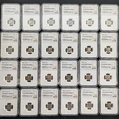 24 NGC Proof Roosevelt Dimes 