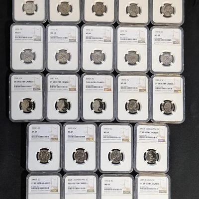 23 NGC Graded Proof & Uncirculated Jefferson Nickels