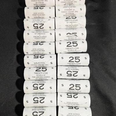 Box of 500 Jefferson Nickels (20 Uncirculated Rolls)