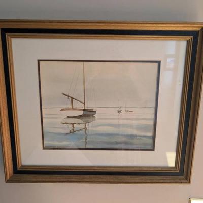Georgia Dearborn Signed Watercolor...Sailboats