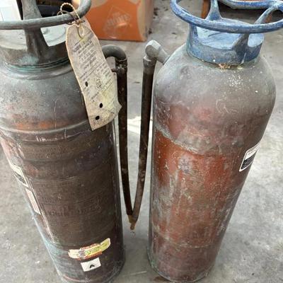 Two Vintage Brass/Copper Fire Extinguishers