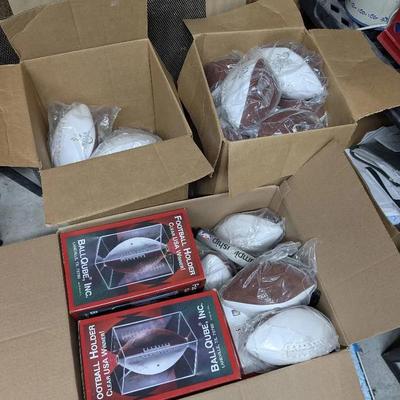 Group Of New In Pack Footballs & Plastic Holders