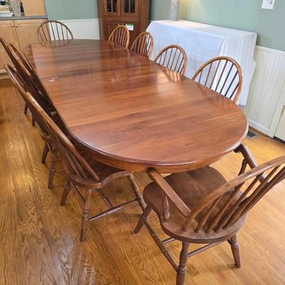 Dining Table & 10 Tom Seely Wooden Chairs 