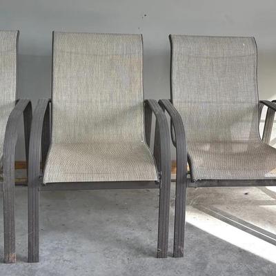 Four Matching Mesh Sling Back Style Patio Chairs