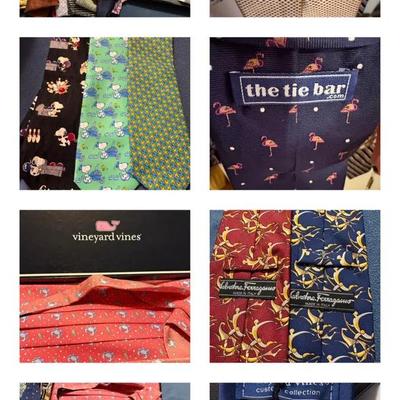 Large Assortment Of Neckties, Pocket Squares & Bow ties