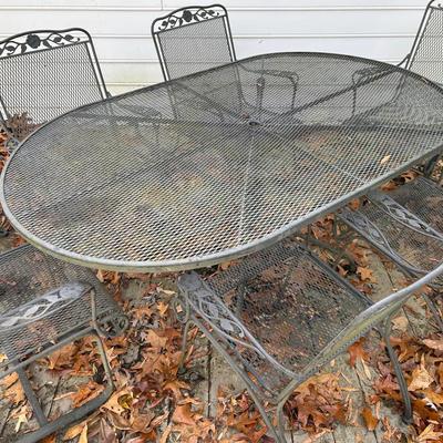 Large Wrought Iron Table With 6 Chairs  