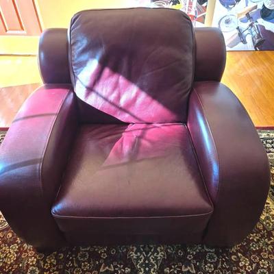 Burgundy Leather Armchair Club Chair 