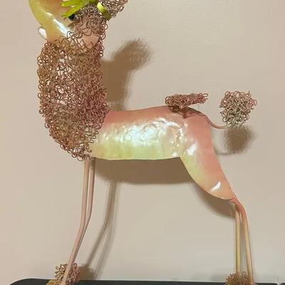 Pink Metal Poodle Statue