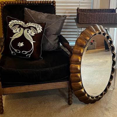 Side Chair, Clear Table, Basket, Oblong Mirror