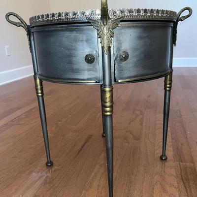 Trouvailles French Empire-Style Metal Drum Side Table