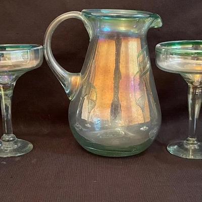 Mexican Margarita Glasses And Pitcher 