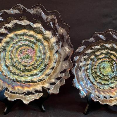 Akcam Turkish Iridescent Oyster Shell Platters (Set of 2)