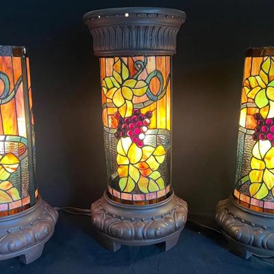 Tiffany-style Stained Glass Pedestal Floor Lamps