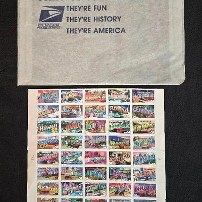 Vintage Collectible 34 Cent State Stamps Sheet Of 50