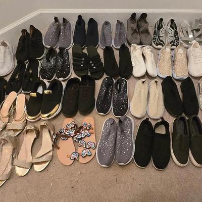 Women's Collection Of Shoes(41 Pairs) Sizes 39-41 & 7-8, 2-Tier Plastic Shoe Rack