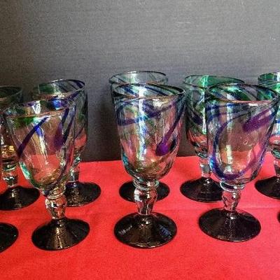 Blue-Green Swirl Glasses