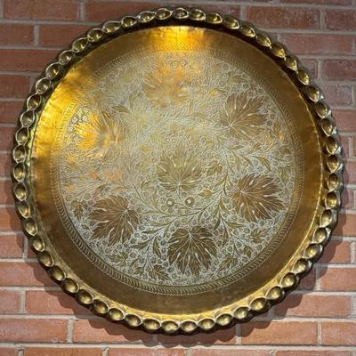 Vintage Moroccan Larhe Brass Tray 