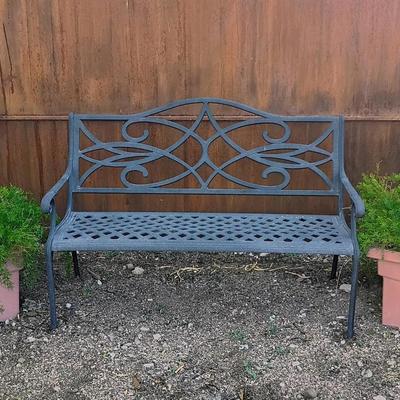 Metal Bench With Plants