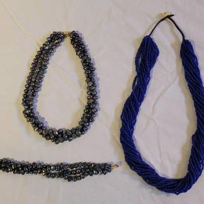 Gray Freshwater Pearls & Blue Beads