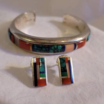 Jimmy King Sterling Bracelet & Earrings 