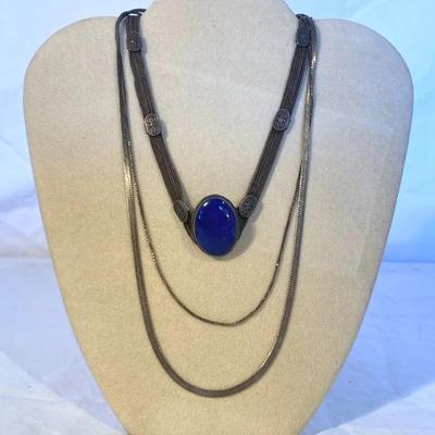Vintage Lapis Pendant Necklace