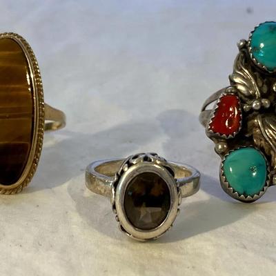 Native Turquoise & Tigers Eye Rings 
