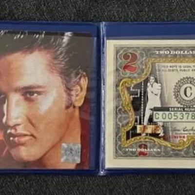 Elvis Presley Colorized $2 Bill with Certificate of Authenticity