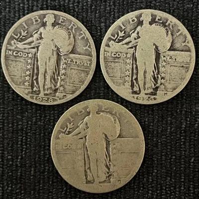 Set Of 3 Standing Liberty Quarters 