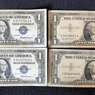 Set Of 4 Series 1957 Blue Seal $1 Bills #1