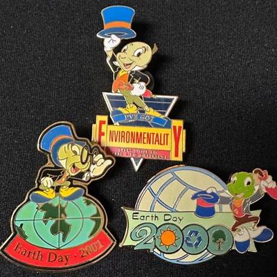 Disney Jiminy Cricket Pin Trio  Earth Day & Environmentality Limited Editions