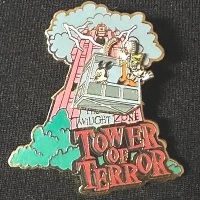 Disney 2001 Tower of Terror Slider Pin  Mickey & Goofy  Hollywood Studios