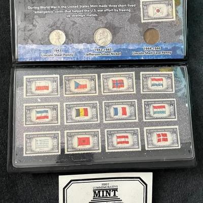 World War 2 Coin & Stamp Set With Certificate Of Authenticity 