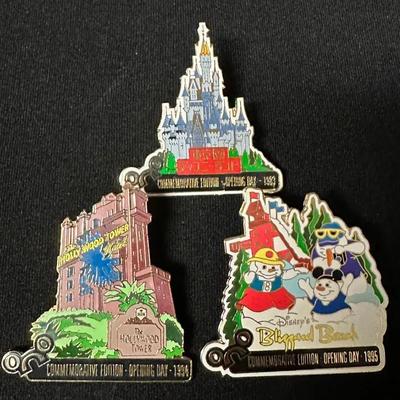 Disney Commemorative Edition Pin Trio  Limited Editions  Park Opening Day Series