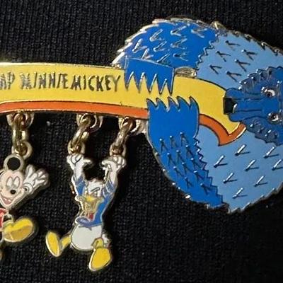 Disney Animal Kingdom Camp Minnie-Mickey Pin  Mickey & Donald Dangling Design