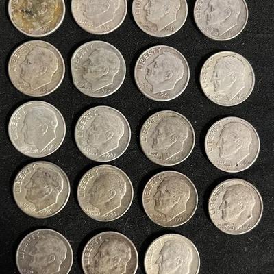 #1 1964 & EarlierSilver Roosevelt Dimes 1.524 Troy Ounces Total
