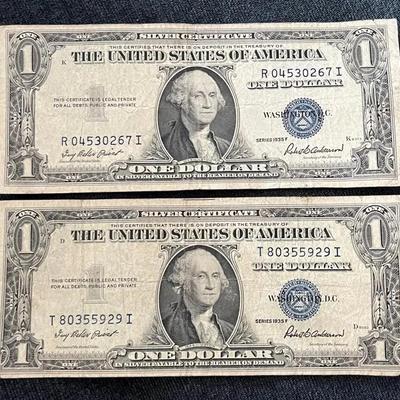 Set Of 2 Blue Seal Series 1935F $1 Bill