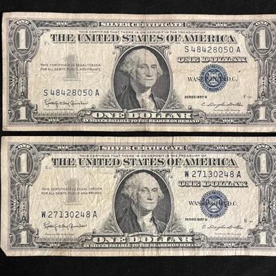 #6 Set Of 2 Series 1957B Blue Seal $1 Bills