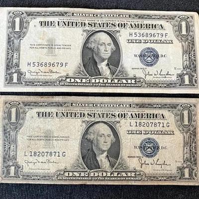 Set Of 2 1935D Blue Seal $1 Bills