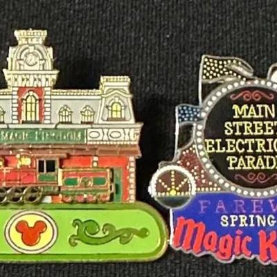 Disney Magic Kingdom Pin Duo  Main Street Train Station & Electrical Parade  Limited Editions