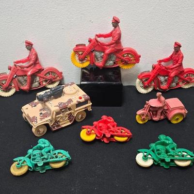 Vintage AUBURN RUBBER CO Police Motorcycles(6), 1994 THE ORIGINAL SAN FRANCISCO TOYMAKERS Tank, More